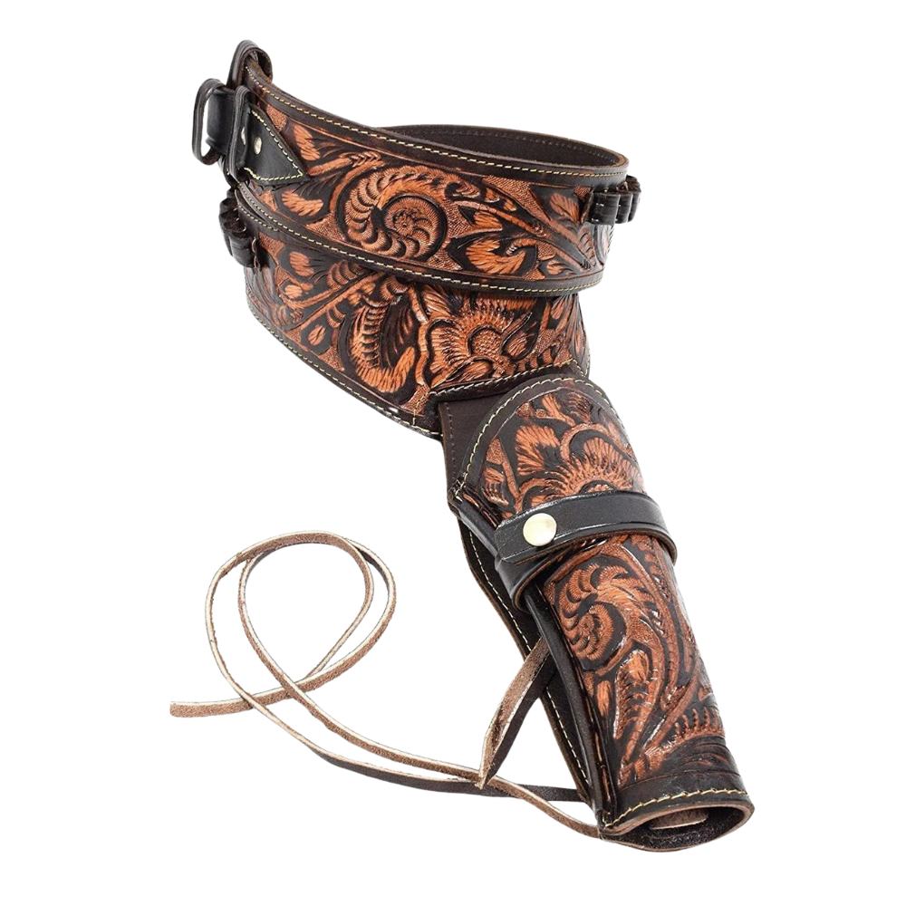 38 / 357 Caliber Revolver Leather Holster Belt - Brown - Osadia Concept Store