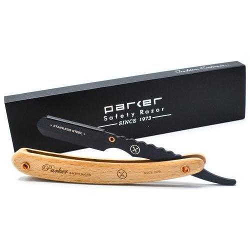 Parker SRPBA Clip-Type Pine Wood Handle Stainless Steel Straight Barber Razor