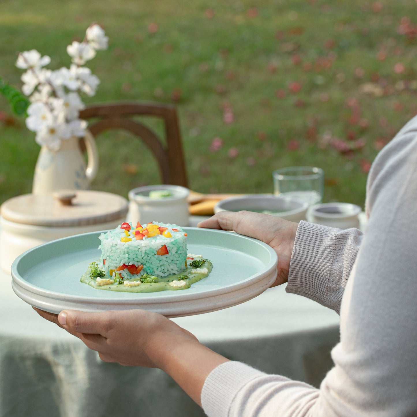 Serene Sky Ceramic Dinner Plate