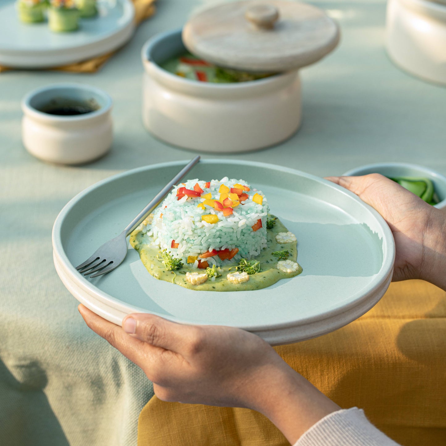 Serene Sky Ceramic Dinner Plate
