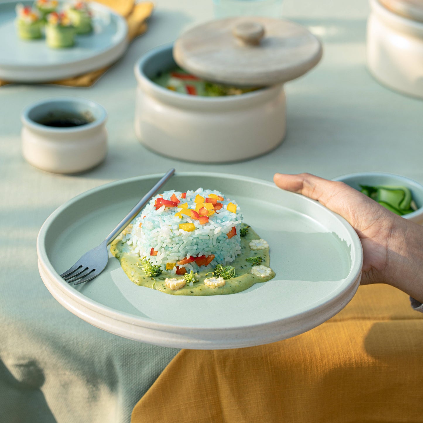 Serene Sky Ceramic Dinner Plate