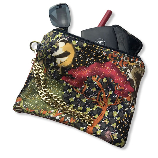 Safari Vintage Silk Scarf Grand Wristlet Bag