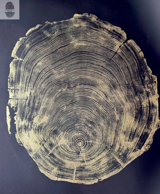 San Francisco Redwood. Gold and Black, 36x48 Inches. Original Signed artwork made from Real Redwood
