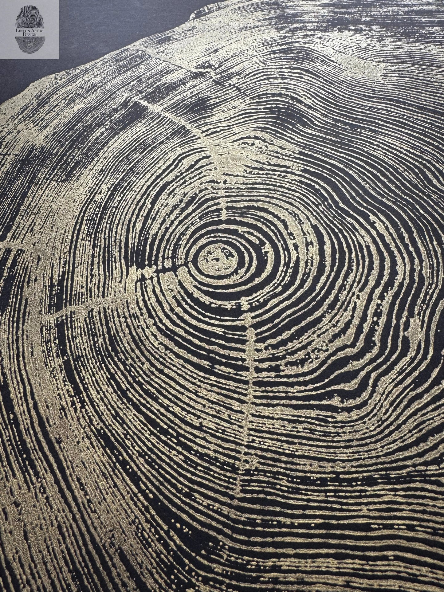 San Francisco Redwood. Gold and Black, 36x48 Inches. Original Signed artwork made from Real Redwood