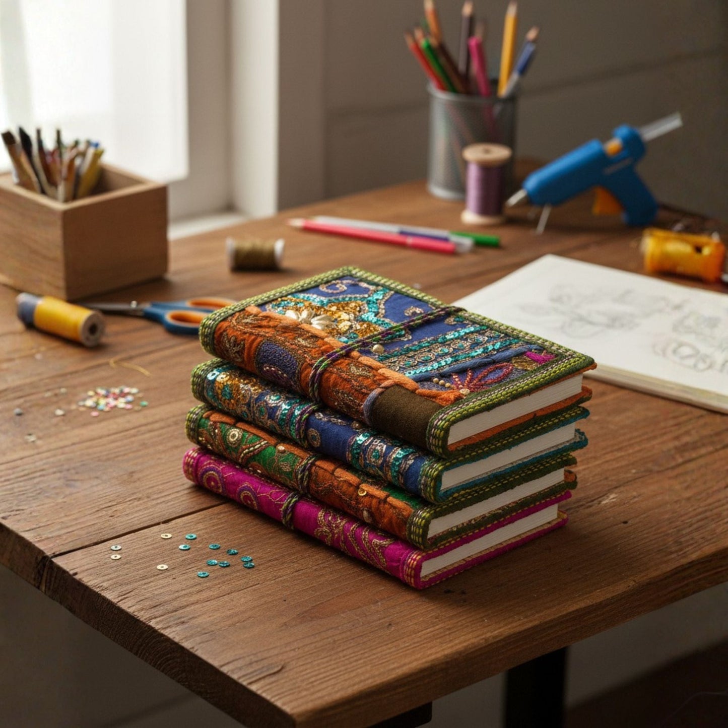 Handcrafted Sari Fabric Bound Notebook Journal