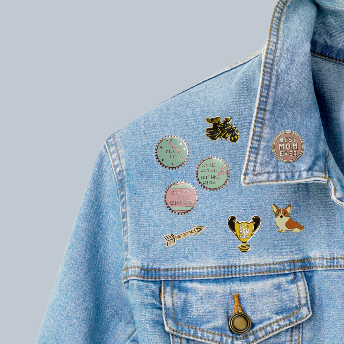Tired AF Enamel Pin on Gift Card