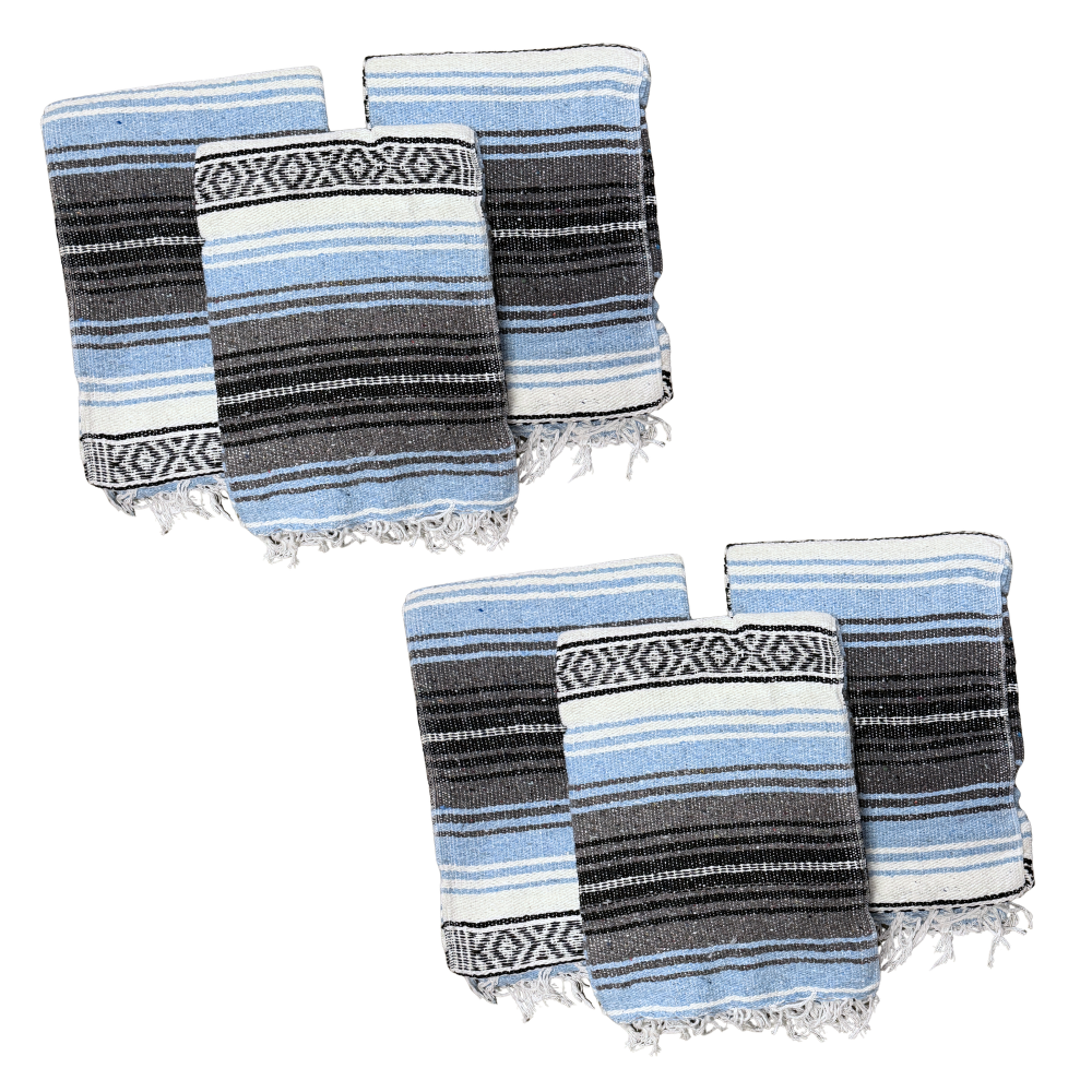 Light Blue Mexican Falsa Blanket | Bulk Savings