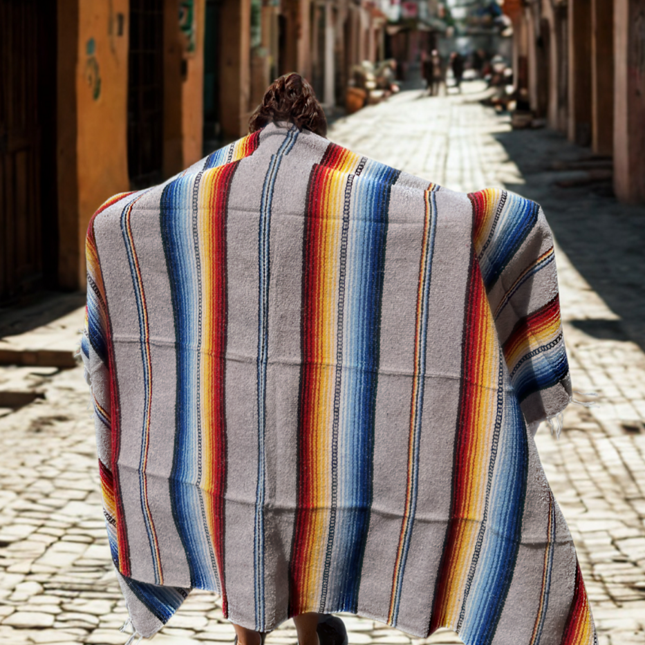 Grey Sol Mexican Blanket