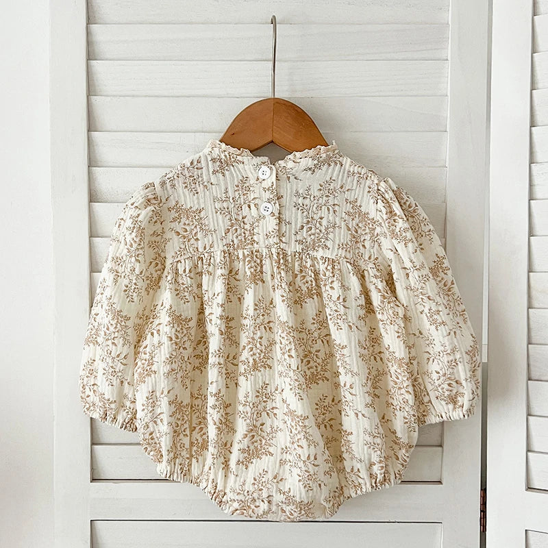 0-24M Spring Newborn Infant Baby Girls Romper Muslin Lapel Floral Rompers Kids One Piece Fashion Baby Clothing Newborn Jumpsuit