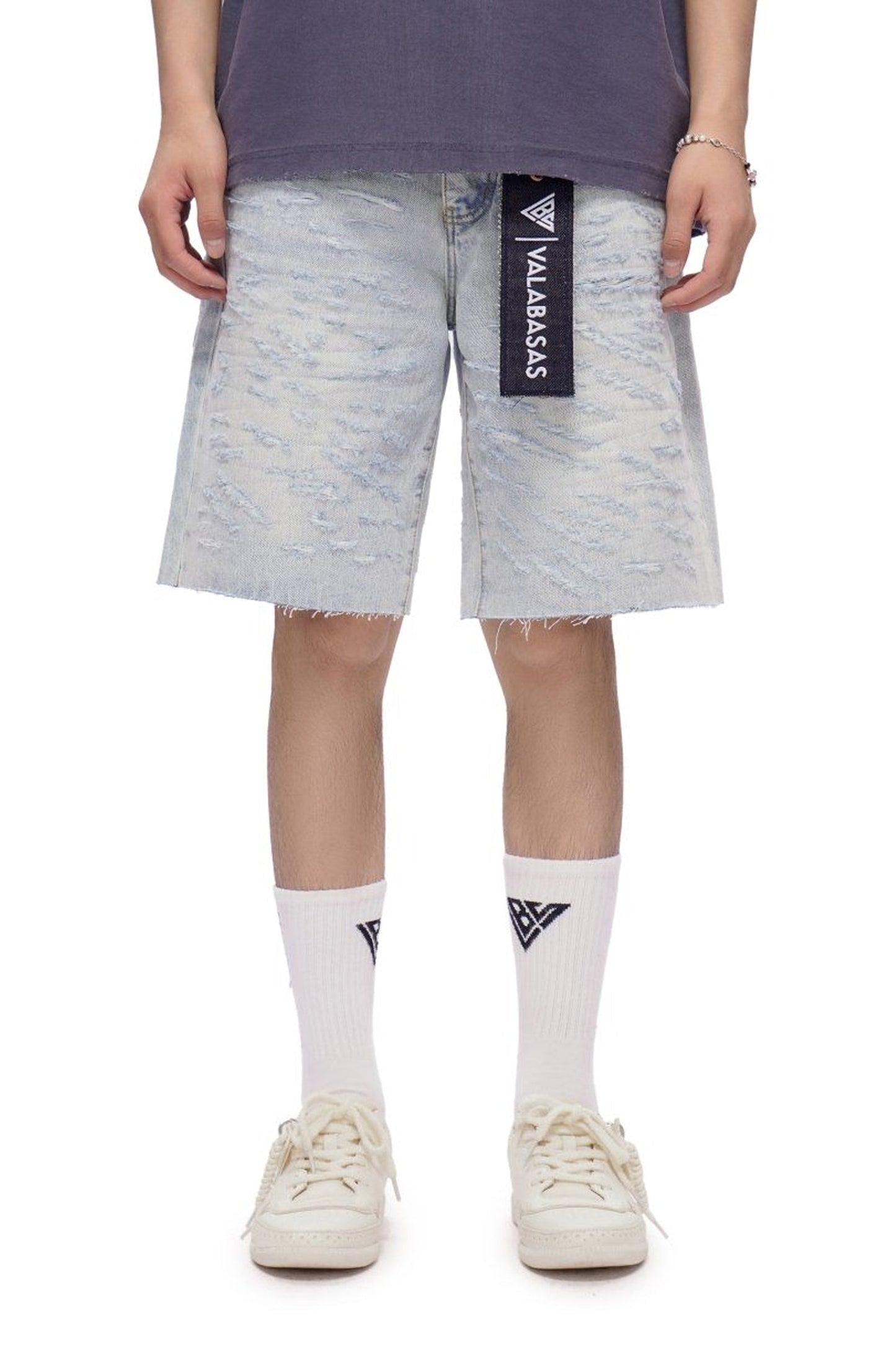 Valabasas Scrape Shorts - Light Blue Wash