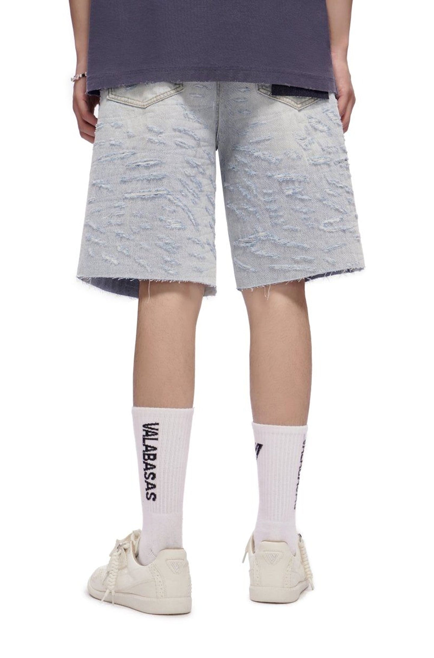 Valabasas Scrape Shorts - Light Blue Wash