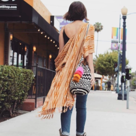 Summer Crochet Chevron Boho Crossbody Black and White Bag - Guatemala