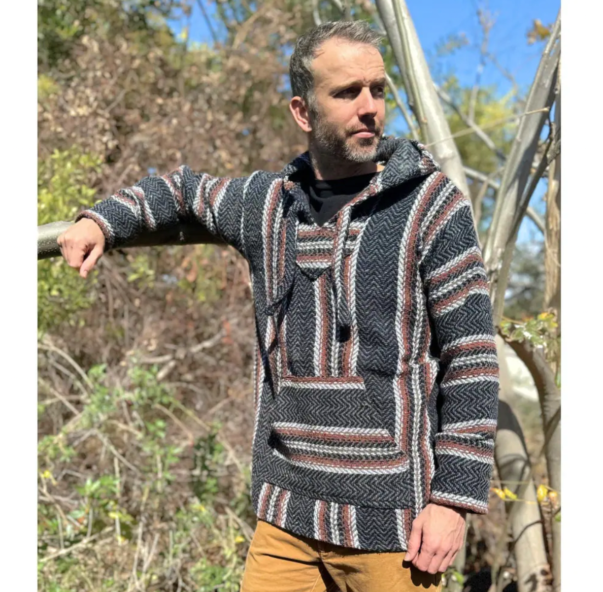Baja Hoodie Mexican Pullover Sweater - Carbon