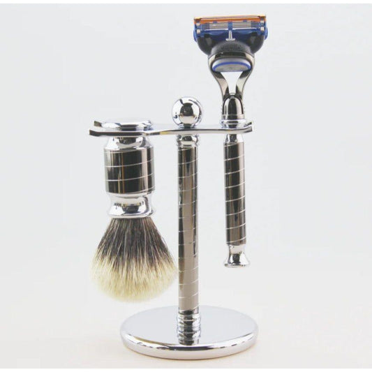Frank Shaving 3-Piece Pure Badger Shaving Set (Gun Metal)