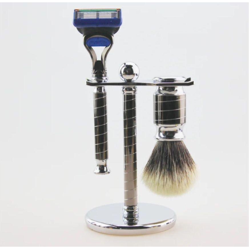 Frank Shaving 3-Piece Pure Badger Shaving Set (Gun Metal)