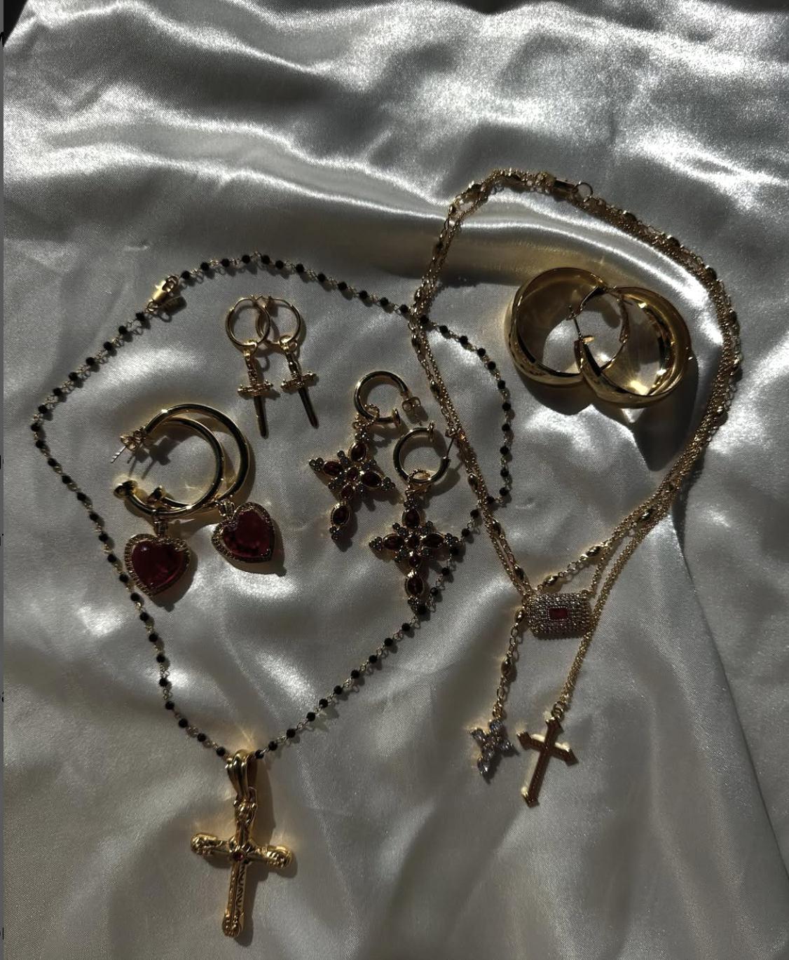 The Aalia Ruby Cross Earrings