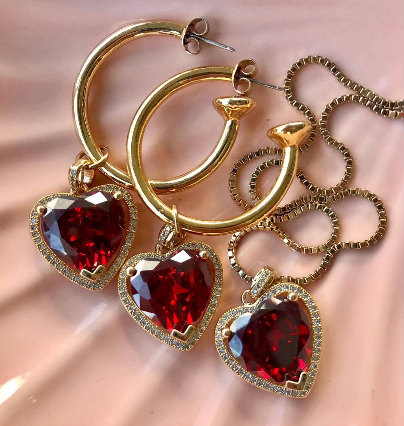 The Ruby Heart Hoop Earrings