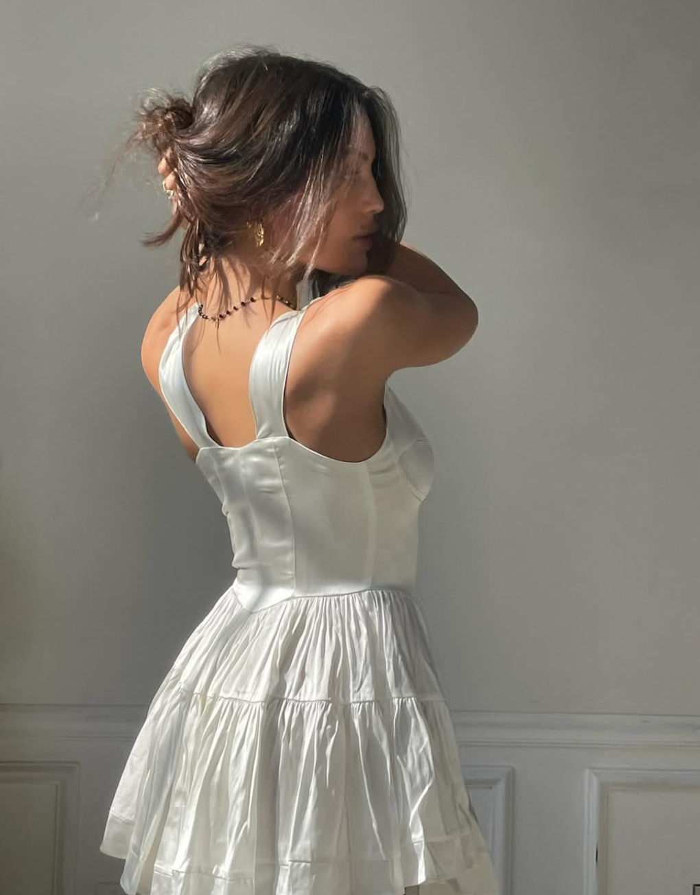 The Elisabeth Romper Dress - White Silk