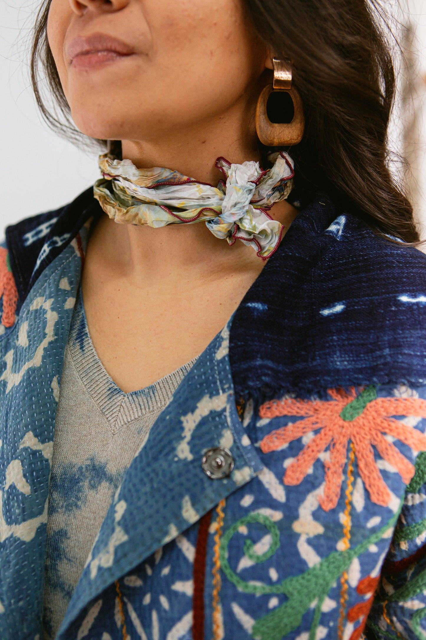 Hand Dyed Shibori Silk Scrunch Scarf