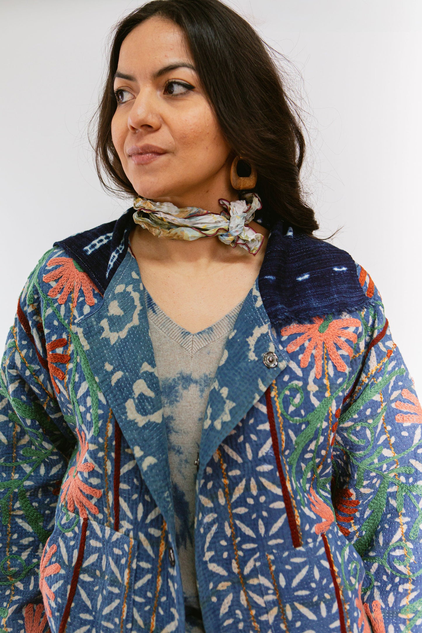 Hand Dyed Shibori Silk Scrunch Scarf