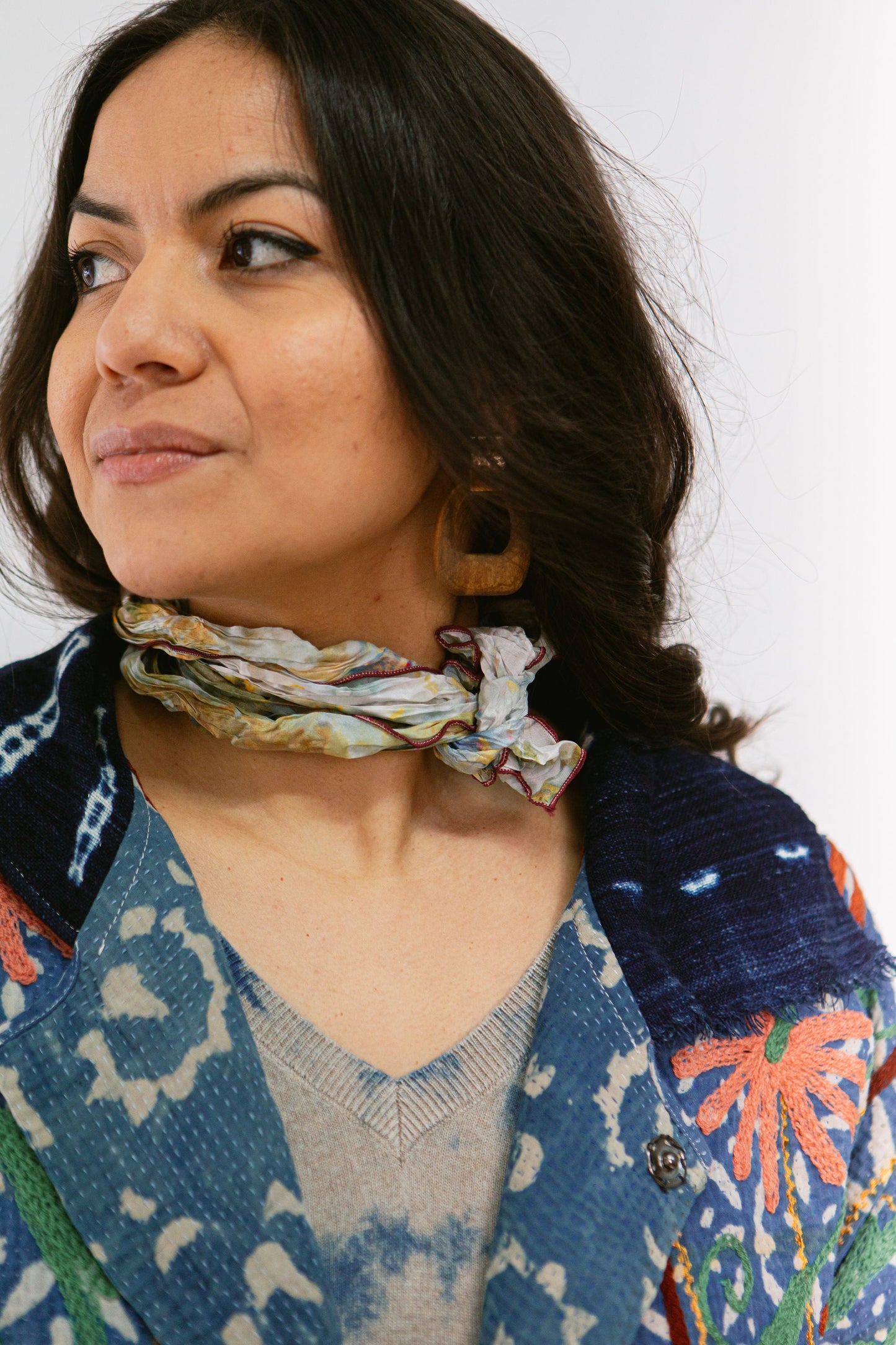 Hand Dyed Shibori Silk Scrunch Scarf