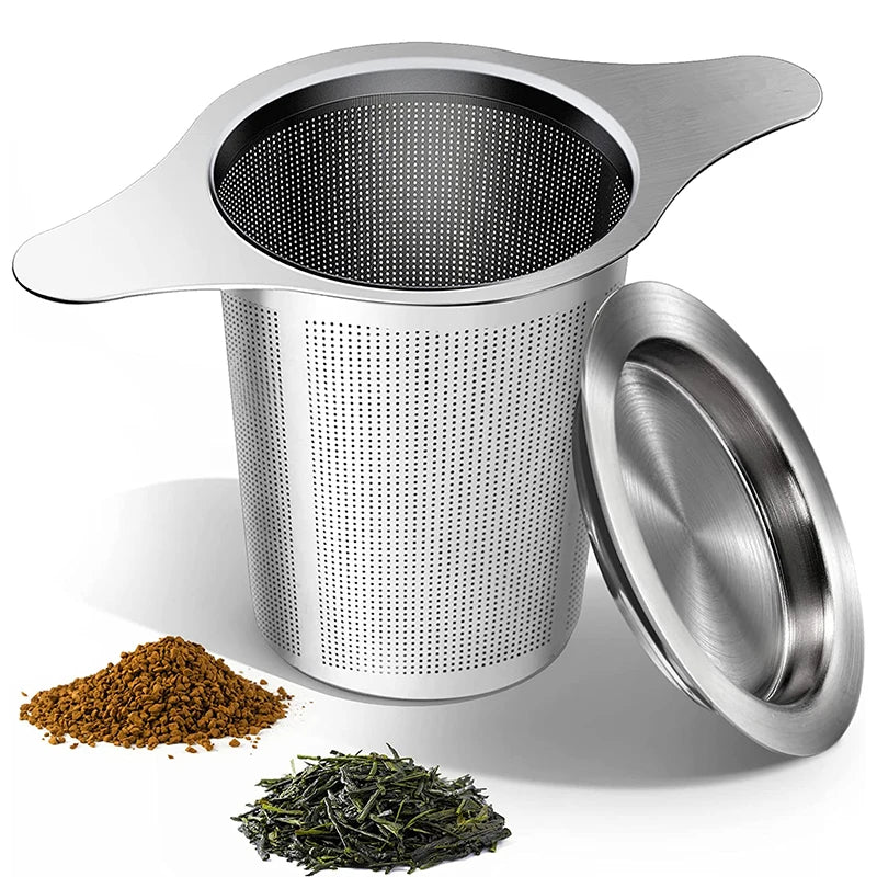 1 Piece Tea Infuser Basket Stainless Steel Tea Strainer Tea Filter With Small Strainer And Lid Tea Diffuser For Loose Tea YY088