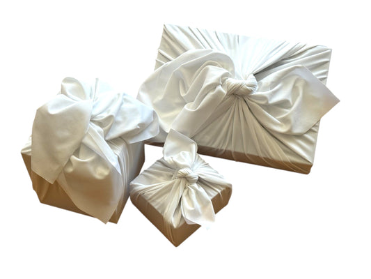 Set of 3 (S, L, XL) Reusable Cloth Furoshiki Gift Wrap | White