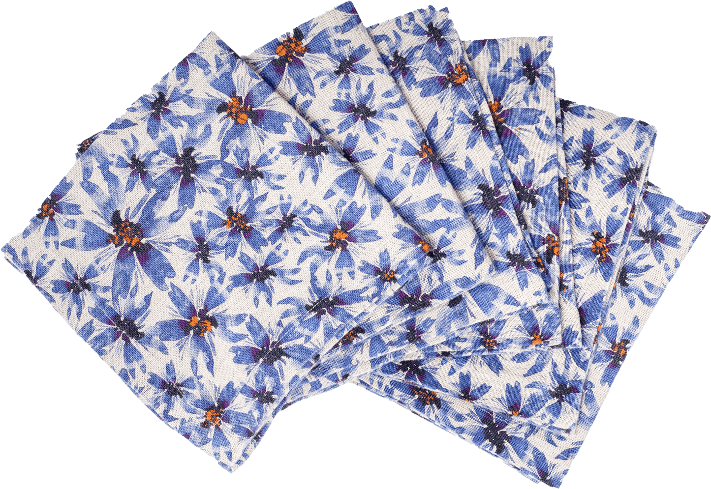 6 Organic Linen Napkins in Blue Harem - Osadia Concept Store