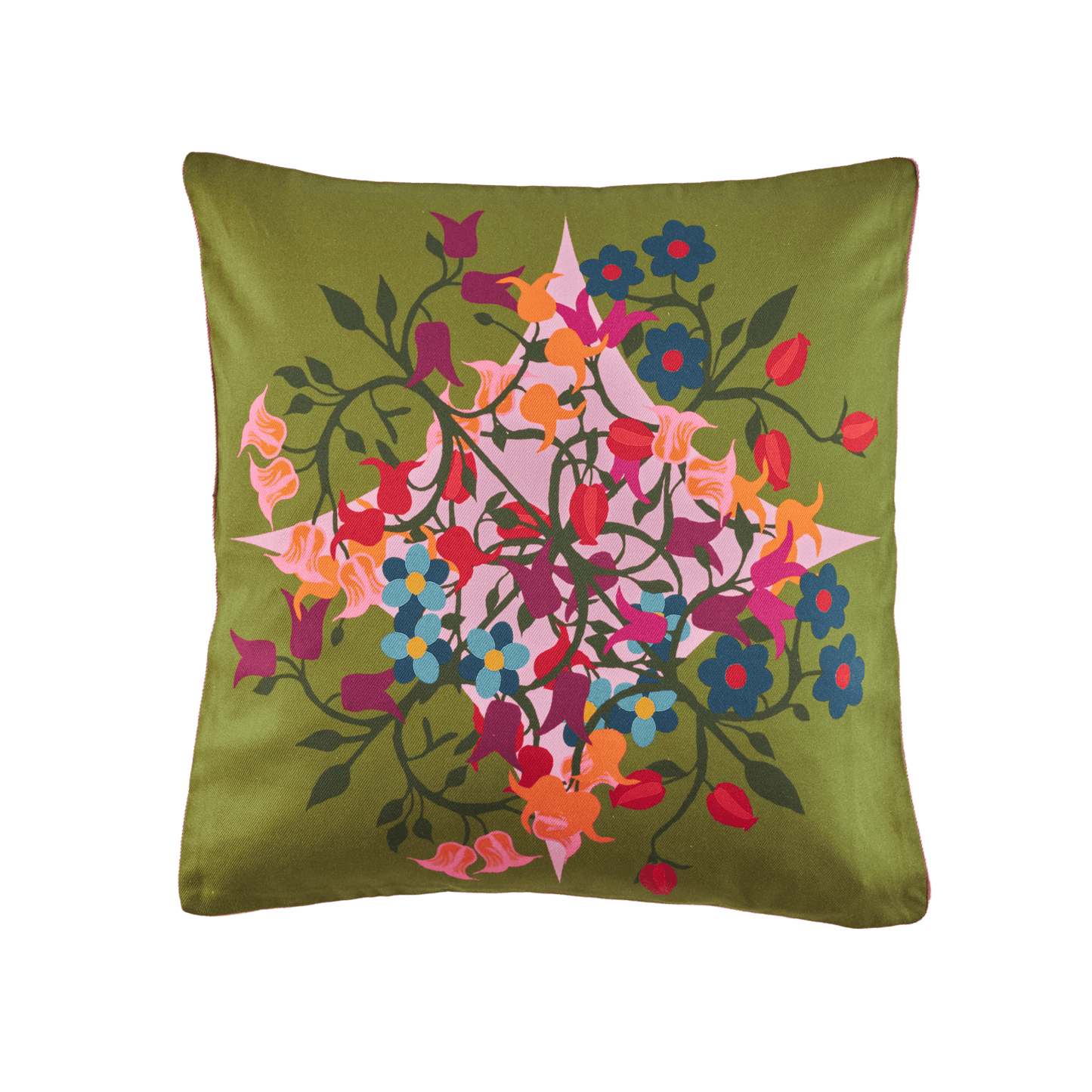 Square Pillow Cover Blumen Green