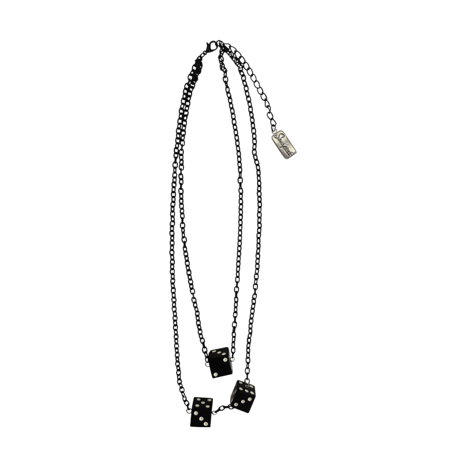 Sourpuss Black & White Dice Double Chain Necklace
