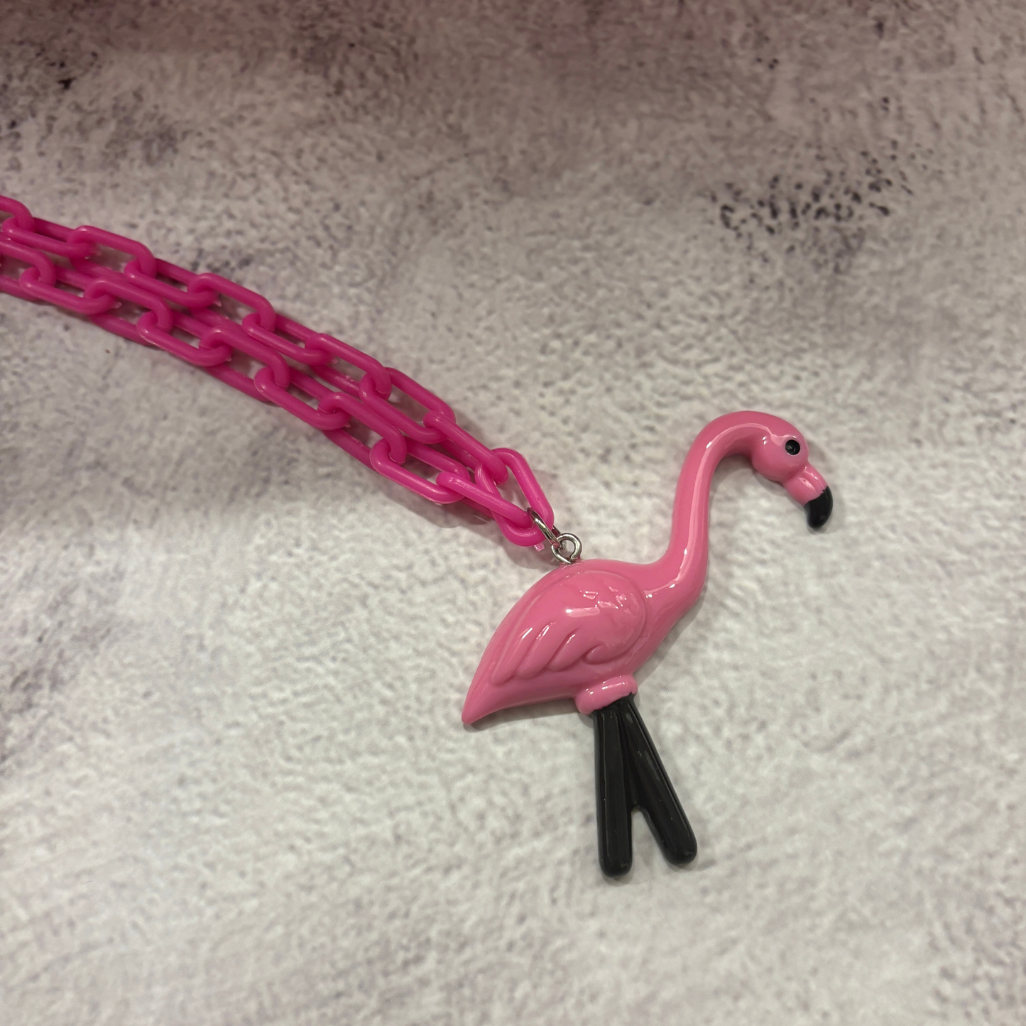 Sourpuss Chunky Flamingo Necklace | Retro Kitsch Pink Yard Ornament Jewelry