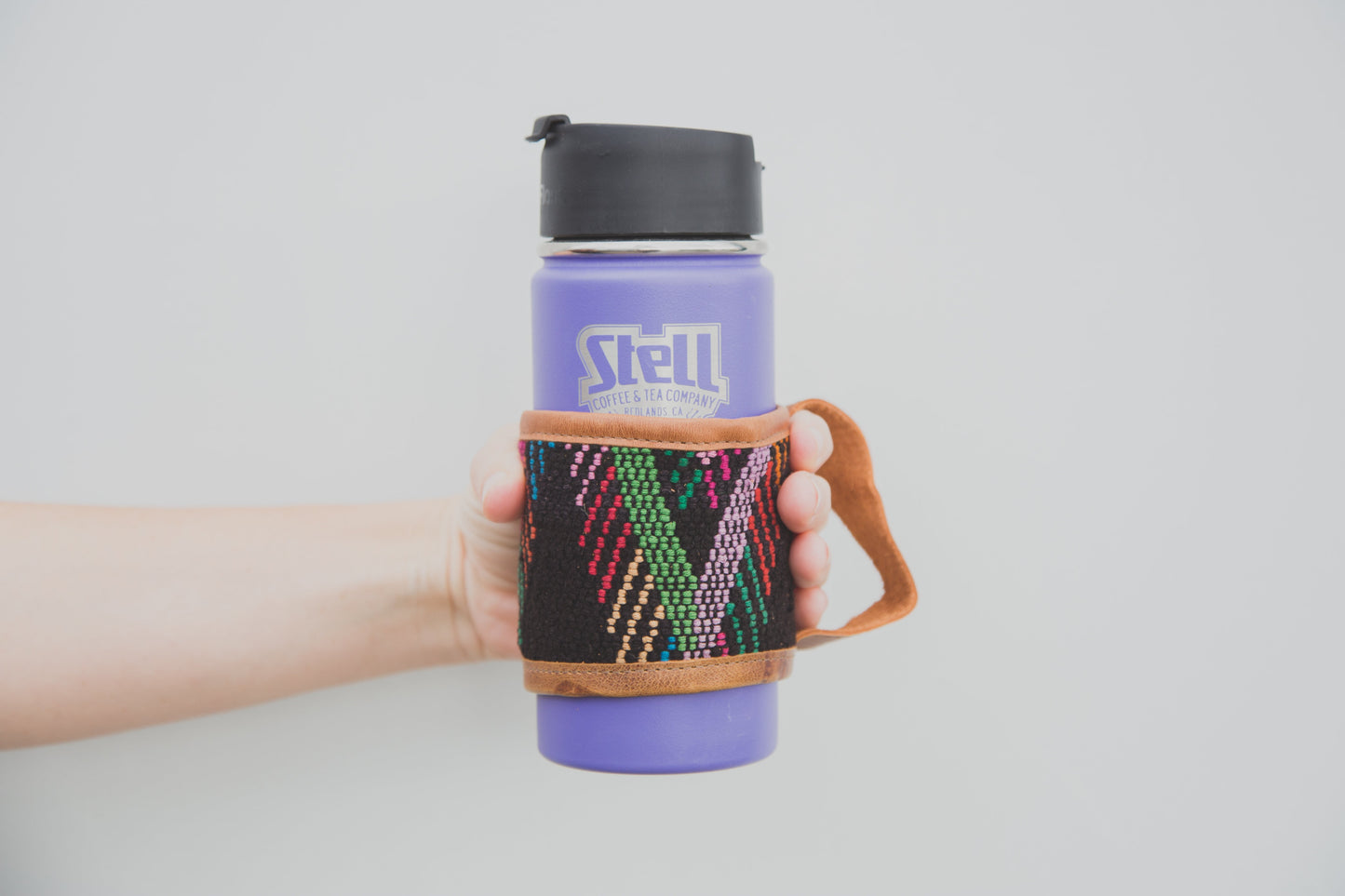 Coffee Sleeve - Tan Pink and Blue