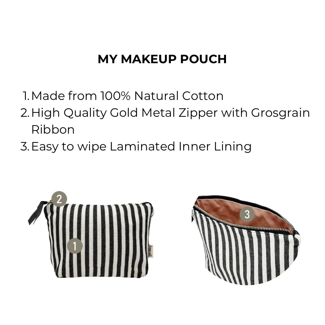 My Makeup Pouch, Coated Lining – Striped