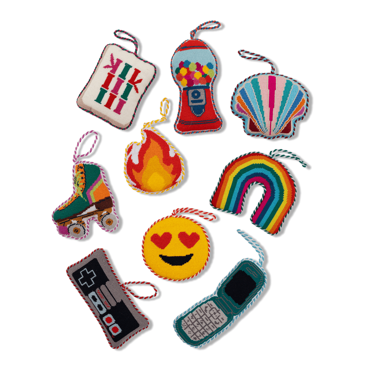 Needlepoint Icon Ornament - Flip Phone