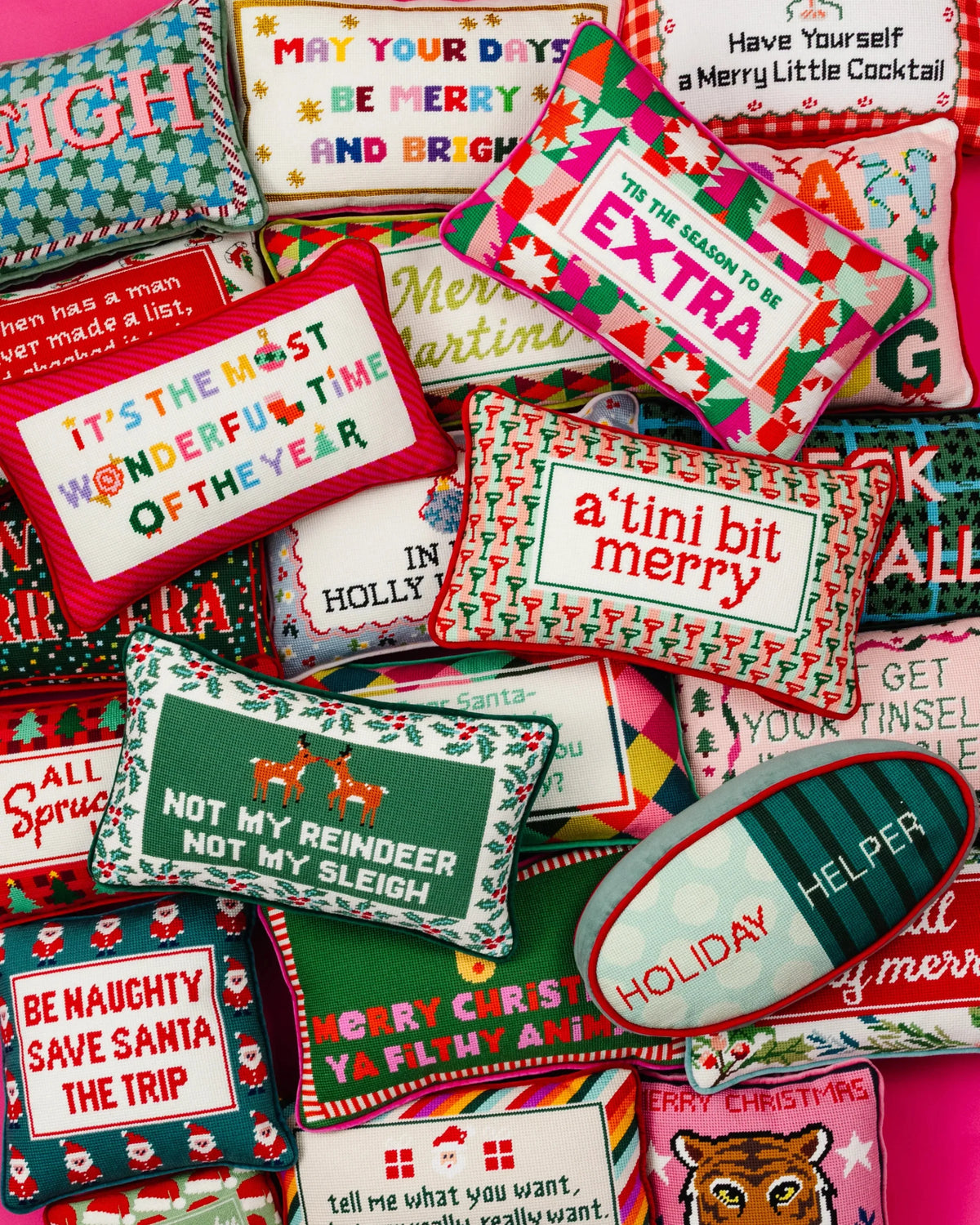 Tis the Extra Season Needlepoint Pillow