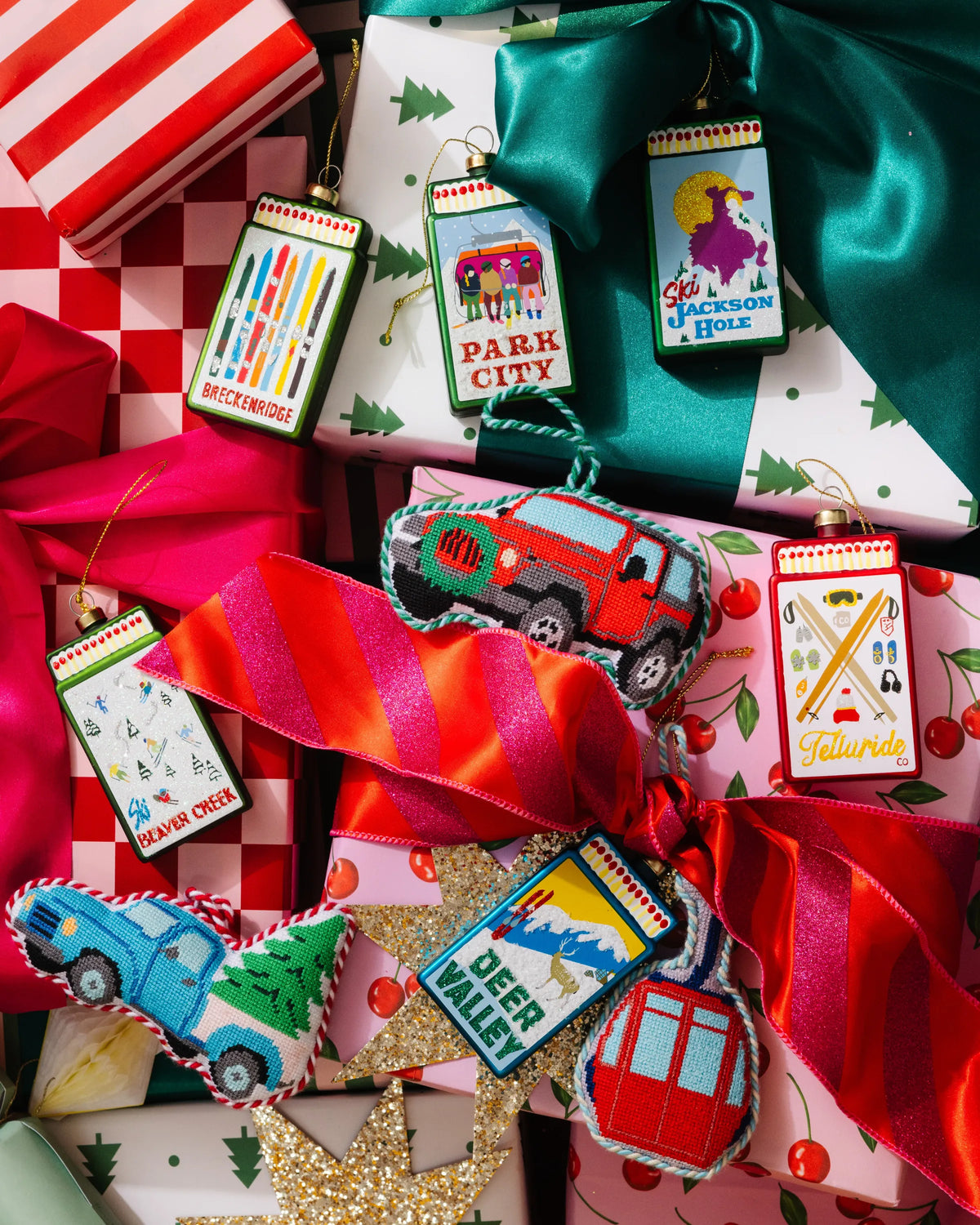 Needlepoint Icon Ornament - Ski Lift