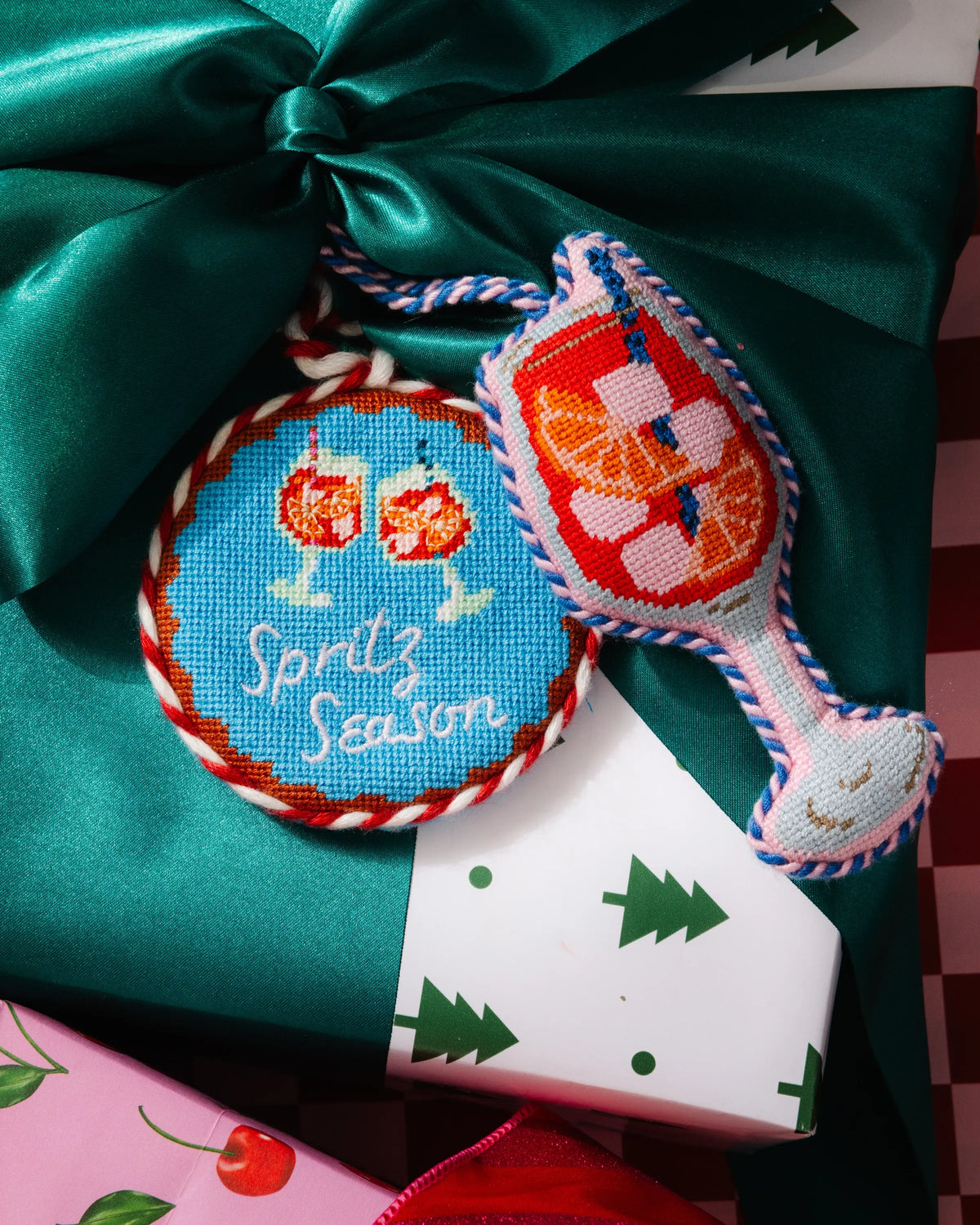Needlepoint Icon Ornament - Orange Spritz