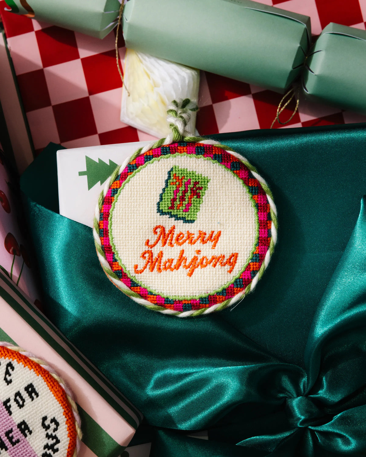 Needlepoint Ornament - Merry Mahjong