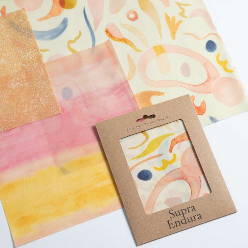 Beeswax Food Wrap In Sunset Print- 3 pack