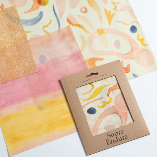 Beeswax Food Wrap In Sunset Print- 3 pack
