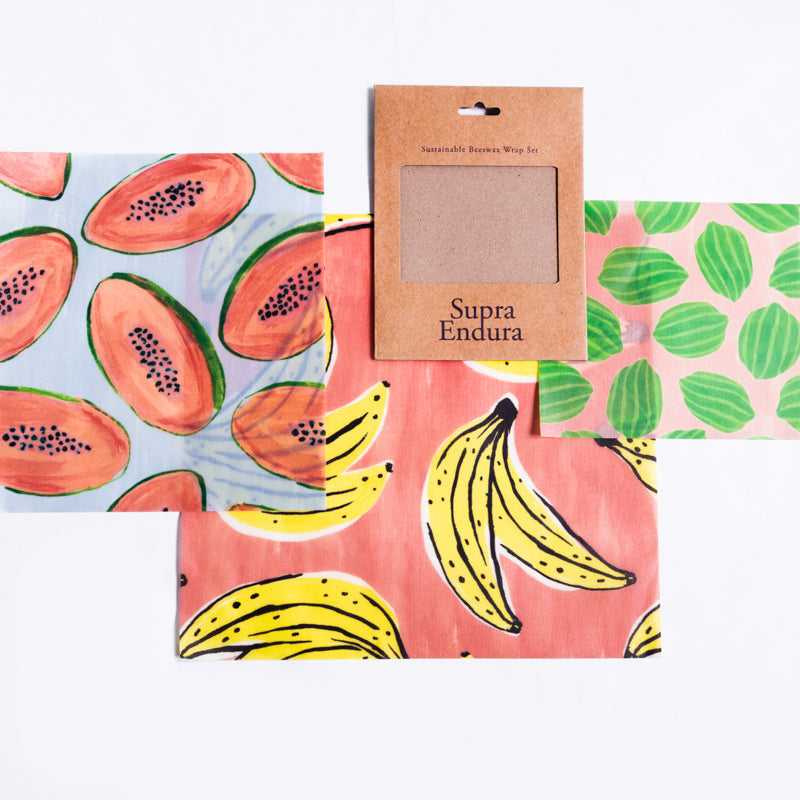 Beeswax Wrap In Fruit Print- 3 pack