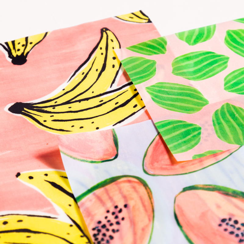 Beeswax Wrap In Fruit Print- 3 pack