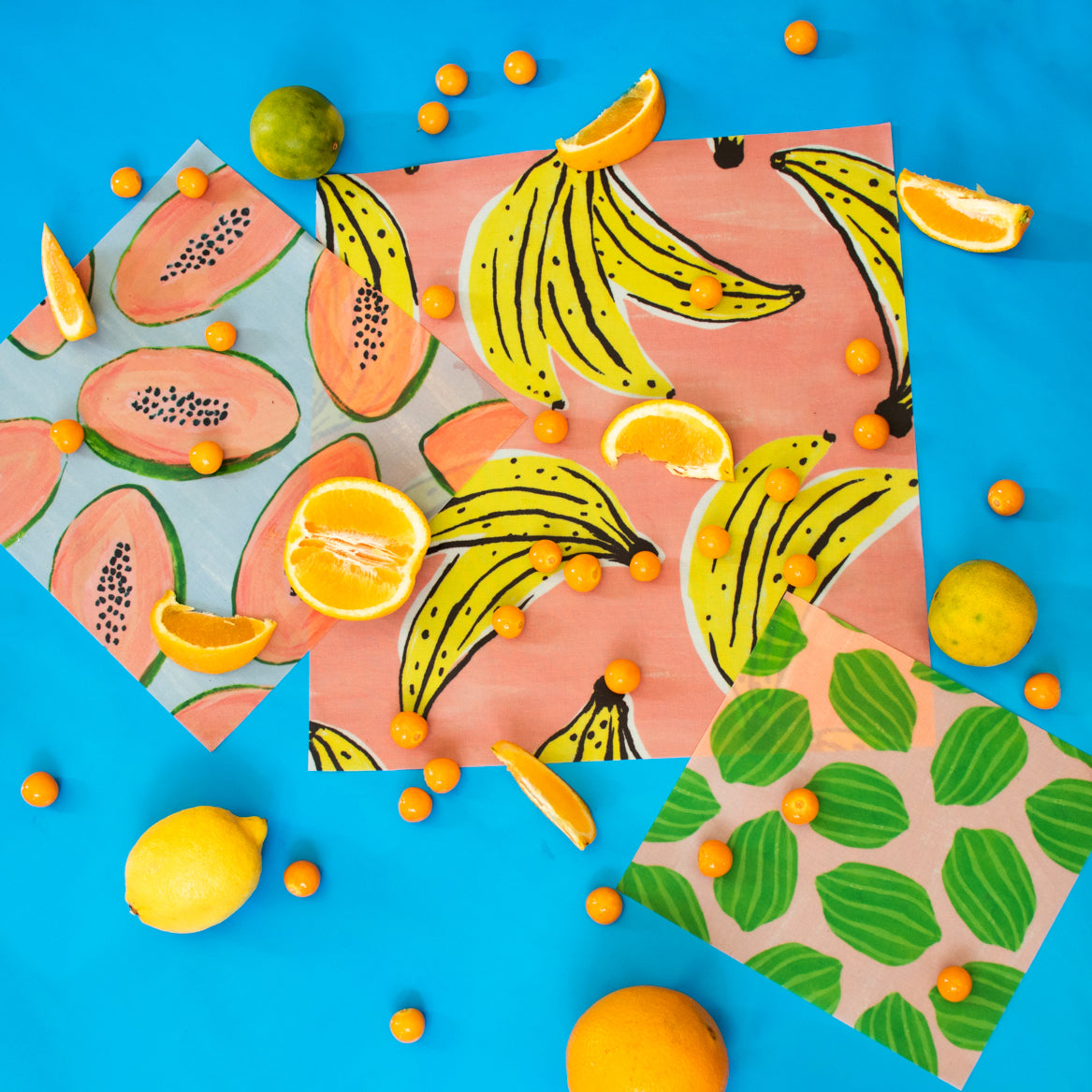 Beeswax Wrap In Fruit Print- 3 pack