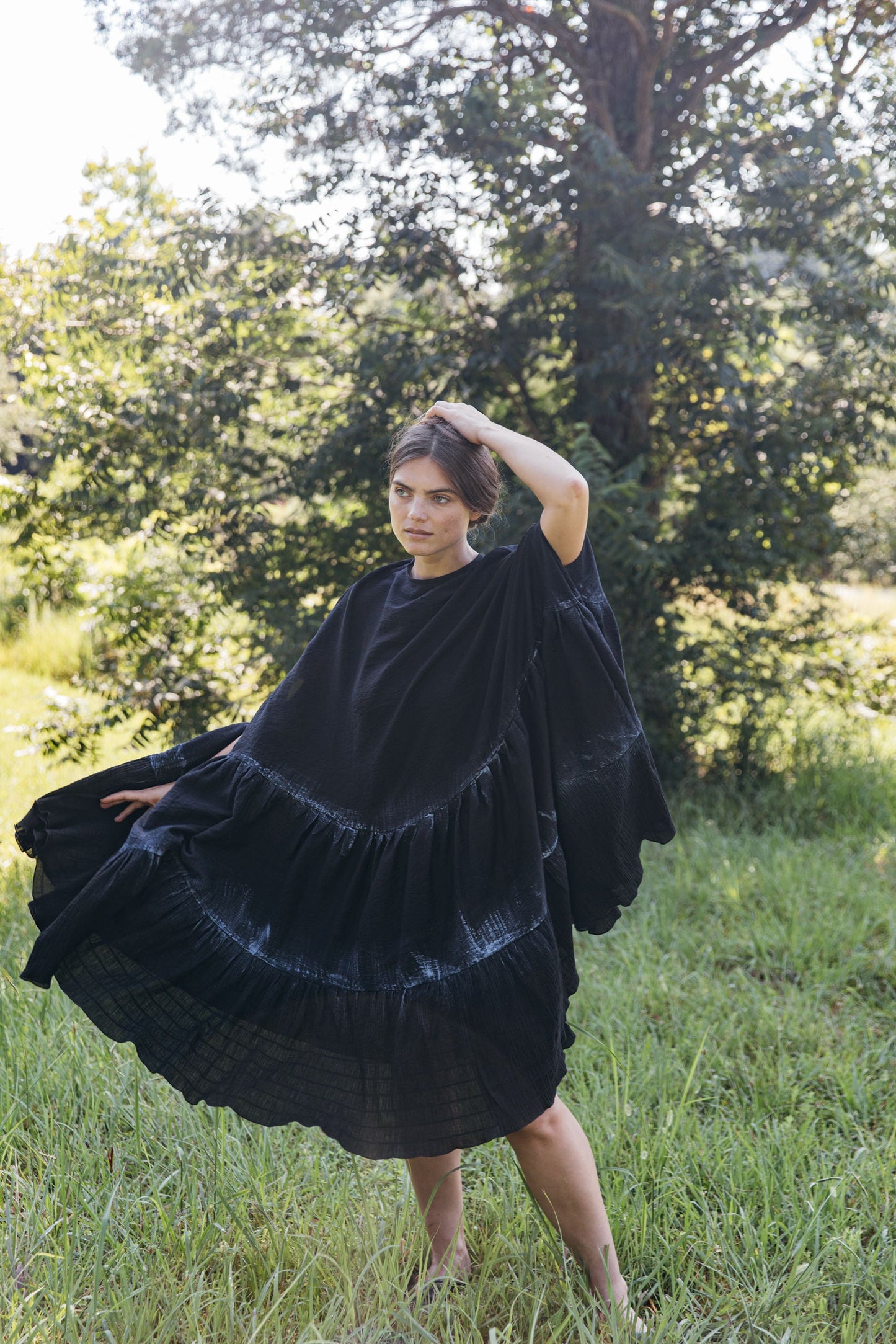 Hand-Painted Sweep Midi Dress