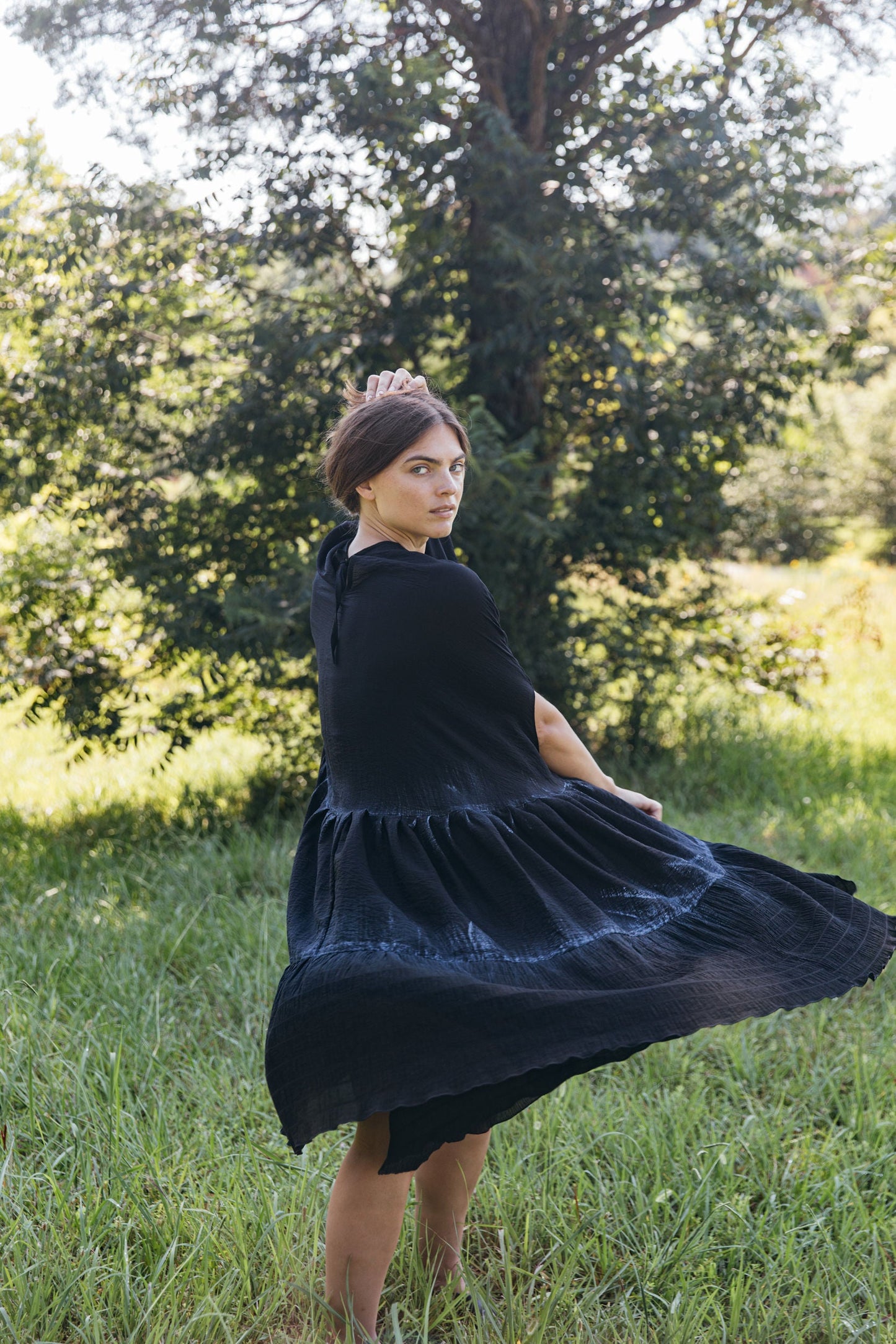 Hand-Painted Sweep Midi Dress