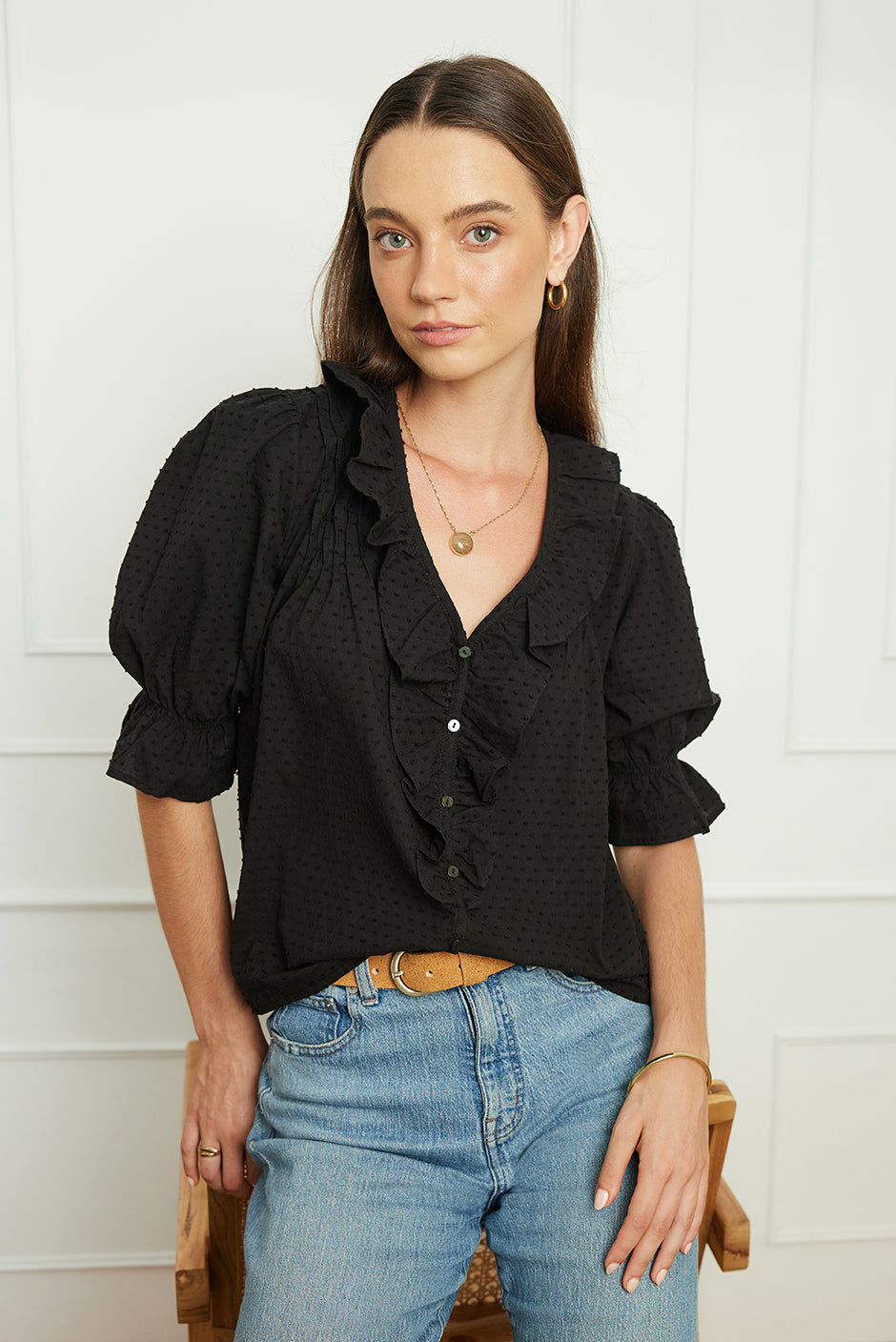 Chloe Shirt in Black Solid - Osadia Concept Store