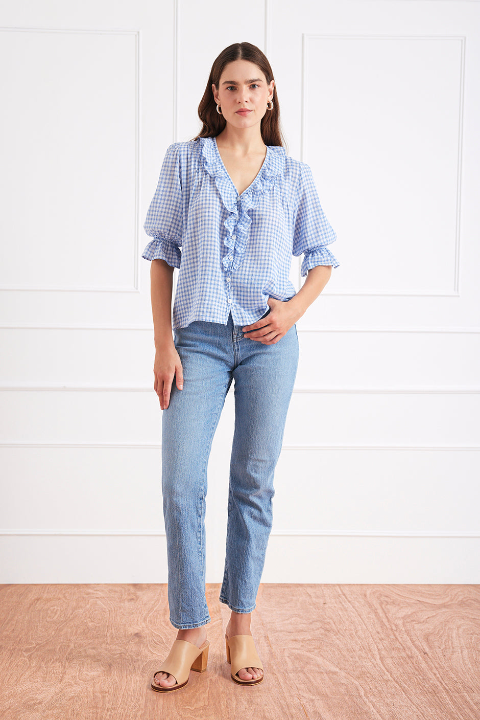 Chloe Shirt in Petite Blue Plaid - Osadia Concept Store