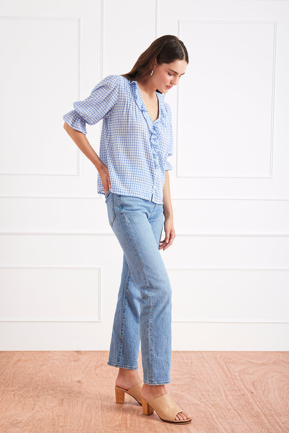 Chloe Shirt in Petite Blue Plaid - Osadia Concept Store