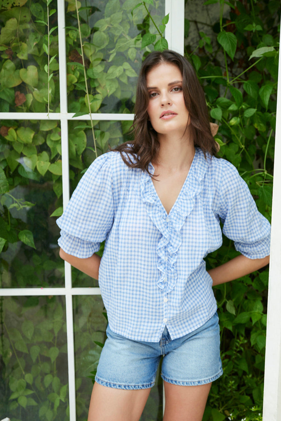 Chloe Shirt in Petite Blue Plaid - Osadia Concept Store