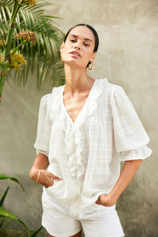 Chloe Shirt in Off White Plaid - Osadia Concept Store
